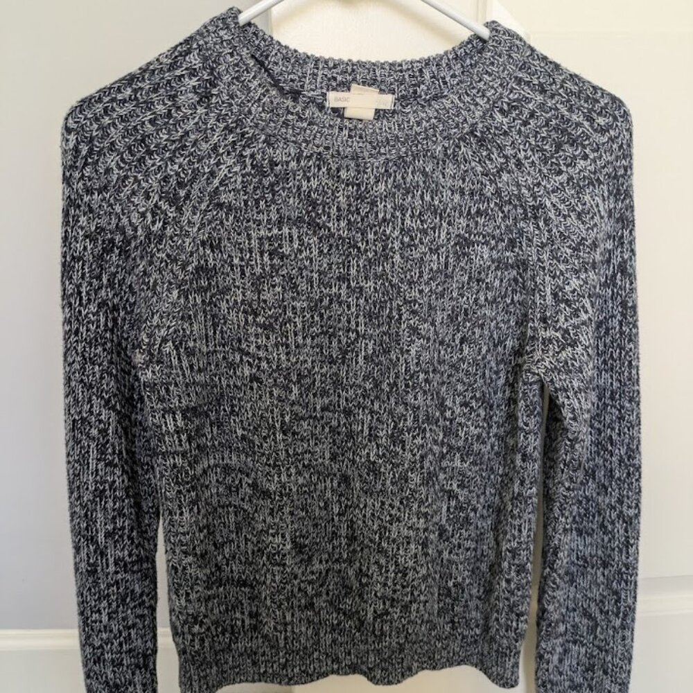 H and M Basic womens marled bluewhite knit sweater long sleeve size S